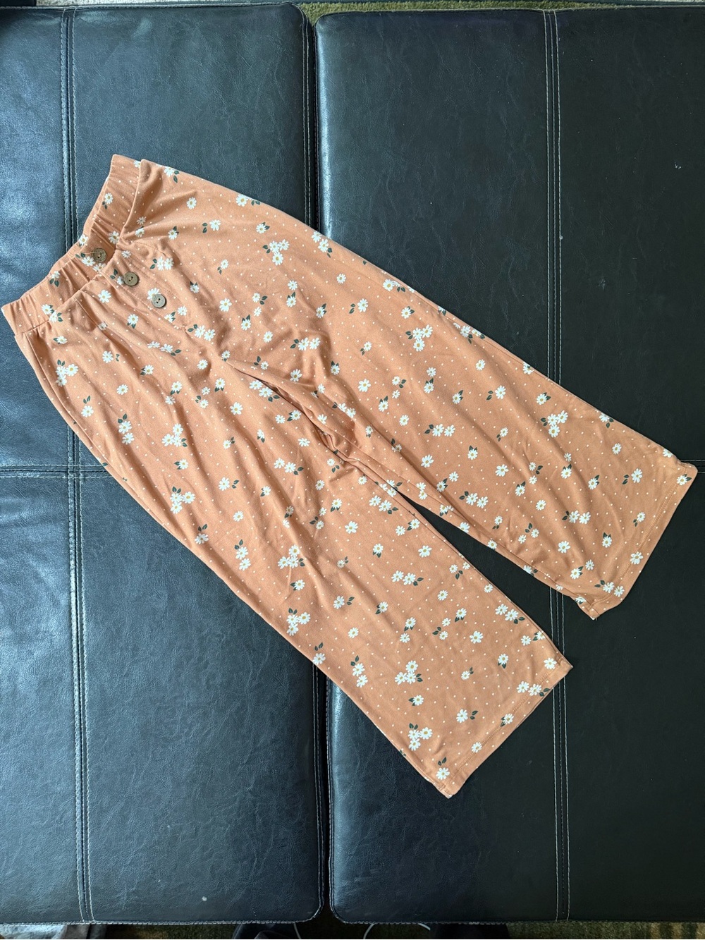 Sweet Stories - Girl’s Tannish Brown Floral Wide-Leg Pants